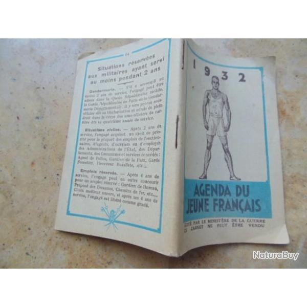 Agenda du soldat 1932 indo, indochine.Distribu� au contingent dessins des armes ABC g�nie para etc..