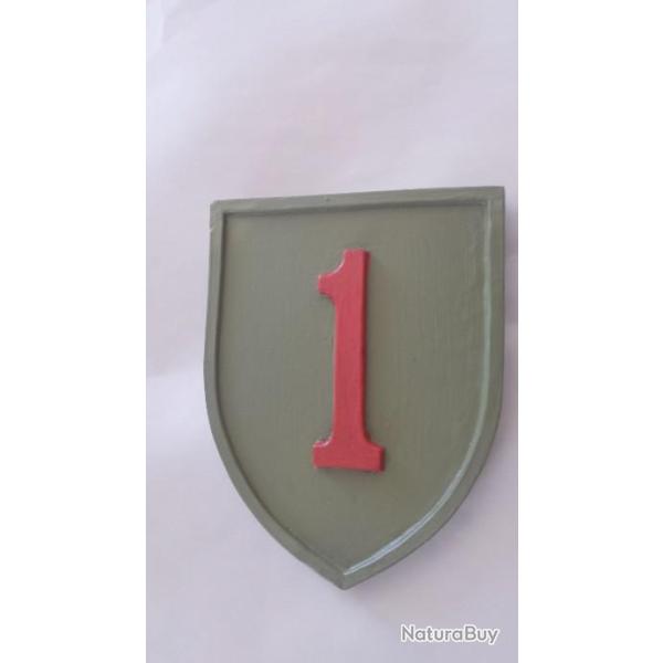 Blason Artisanal de la Big Red One  ( Polychrome) avec accroche au dos
