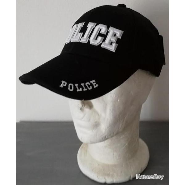 Casquette noire POLICE CAP US ( INTERVENTION DEGUISEMENT SECURITE Taille unique r�glable