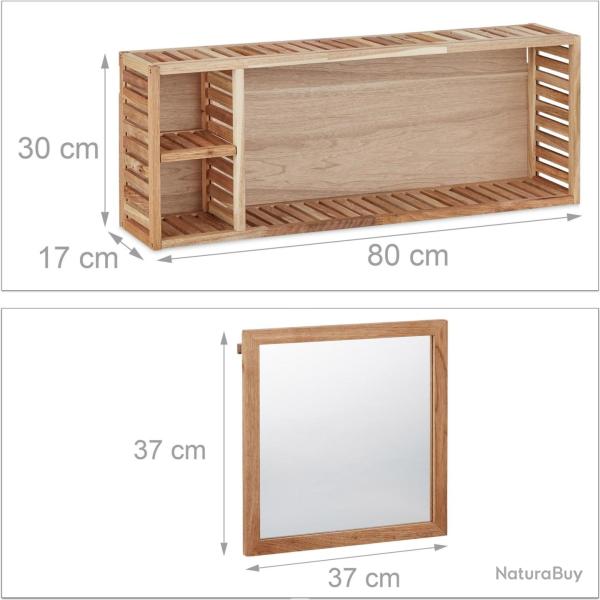 �tag�re murale avec miroir coulissant salle de bain armoire design 80 x 30 xm 3213108