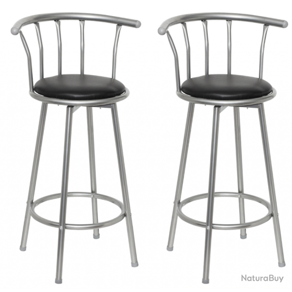 Lot de 2 tabourets de bar bois noir design moderne 1202011