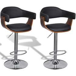 Lot de 2 tabourets de bar noir et bois design moderne 1202019