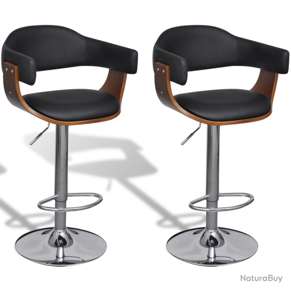 Lot de 2 tabourets de bar noir et bois design moderne 1202019