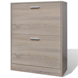 Meuble armoire &agrave; chaussure bois tiroirs 12 paires 2002041