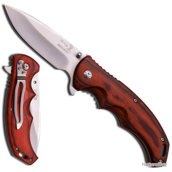 ELK RIDGE COUTEAU MANCHE 12.07CM BOIS+CLIP-LAME 8.89CM OUVERTURE FACILE /ER-A004 - ER-A004SW
