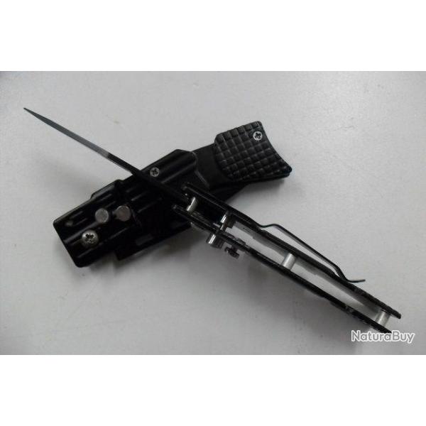 Petit Couteau Automatique Massif AK47 Lame Acier 7 Cm Manche Acier 9 Cm Chasse P�che Bivouac