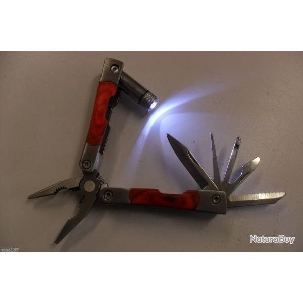 Pince Multifonction Couteau Pince Scie Lampe Etui Camping Chasse P�che Bivouac