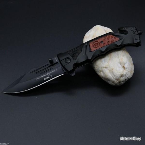 Joli Couteau Massif de Survie Manche Grav 12 cm Lame Acier Inoxydable 10 cm