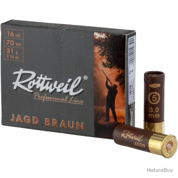 16/70, Jagd brune, plombs de 5 (3mm) (Version: Douille pastique, Calibre: 16/70)