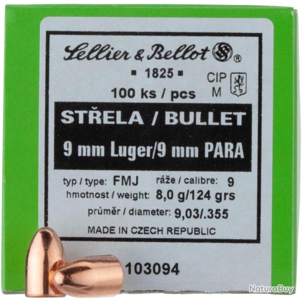 .355 (9mm) 8,0g/124grs. FMJ Round Nose (Calibre: .355 (9 mm))