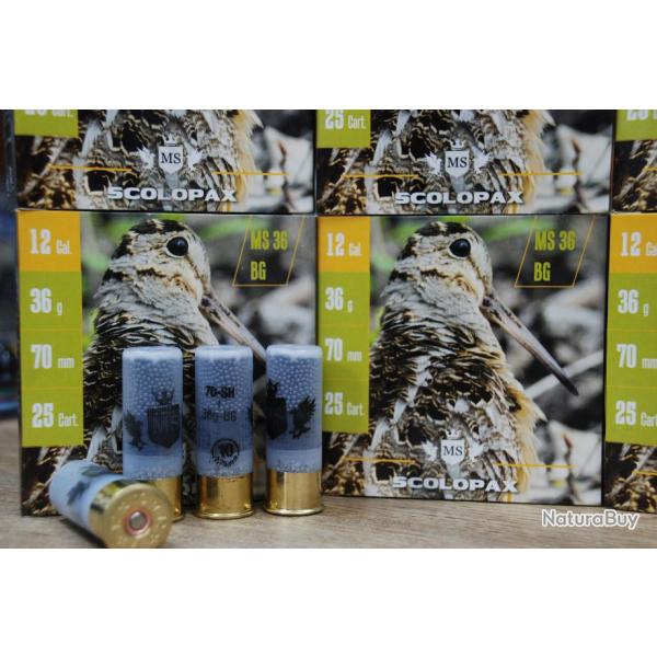 CARTOUCHES  MS  SCOLOPAX   CALIBRE 12 PRIX PROMO   !!!!! LOT DE  100