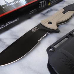 Couteau Tactical Smith&Wesson M&P Lame Acier 8Cr13MoV Manche Aluminium Etui Thermoplastic SWMPF2CS