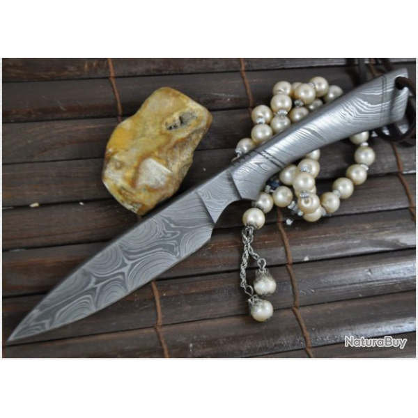 COUTEAU CHASSE/CAMPING RALIS D'UN SEUL BLOC EN DAMAS