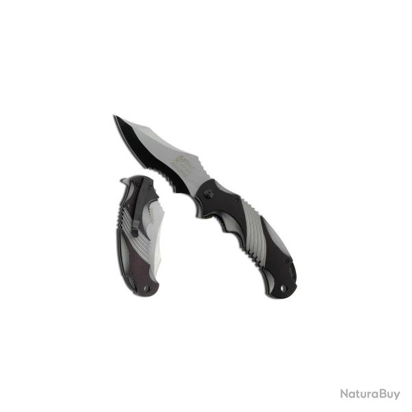 Mtech - Couteau Pliant Manche Alu Stri� Lame Inox Clip - MX-A801 - MX-A801GY