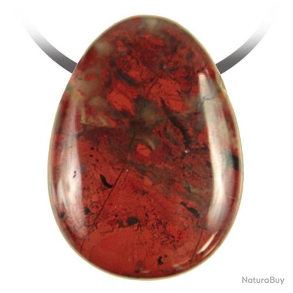Pendentif goutte pierre perc�e en jaspe breschia