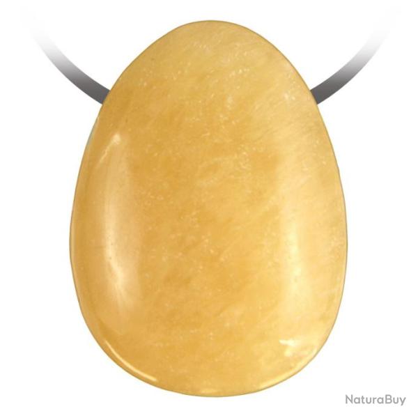 Pendentif goutte pierre perc�e en calcite jaune