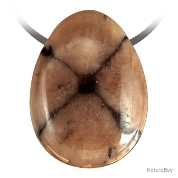 Pendentif goutte pierre perc�e en chiastolite