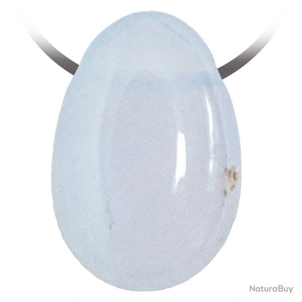 Pendentif goutte pierre perc�e en calc�doine bleue