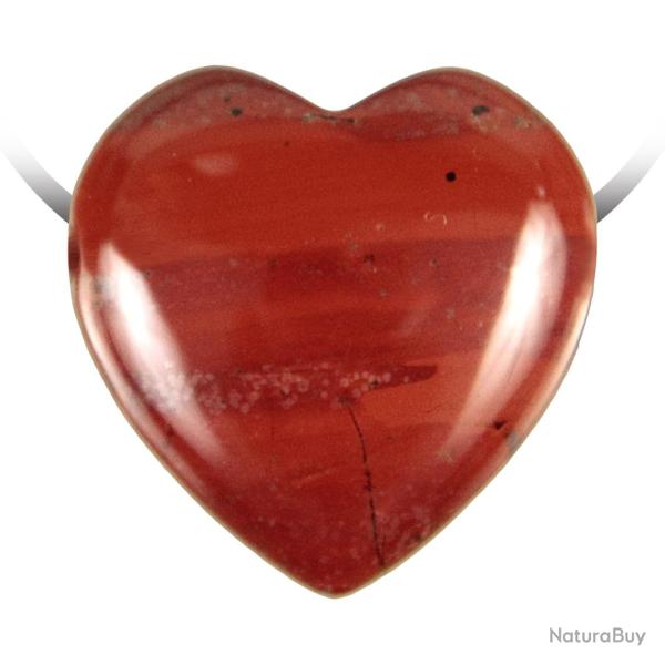 Pendentif coeur pierre perc�e en jaspe rouge