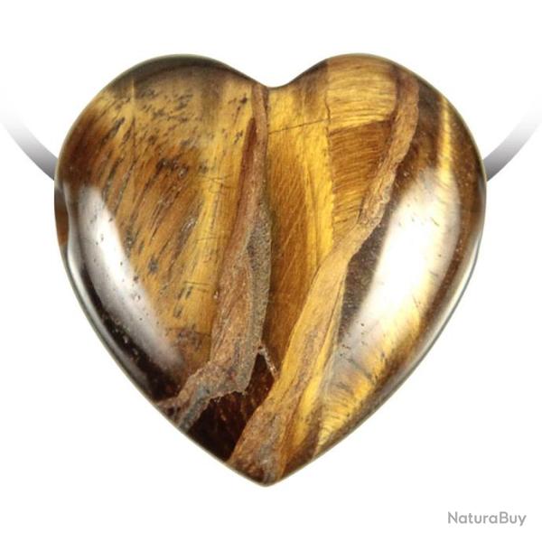 Pendentif coeur pierre perc�e en oeil de tigre
