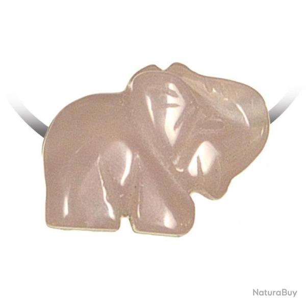 Pendentif pierre perc�e �lephant en quartz rose