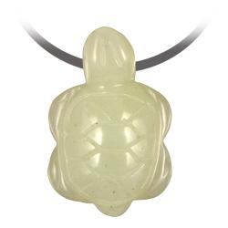 Pendentif pierre perc&eacute;e tortue en jade de Chine