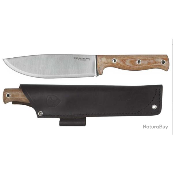 Couteau Condor Low Drag Lame AcierCarbone 1075 Manche Micarta Etui Cuir Made El Salvador CTK281465HC