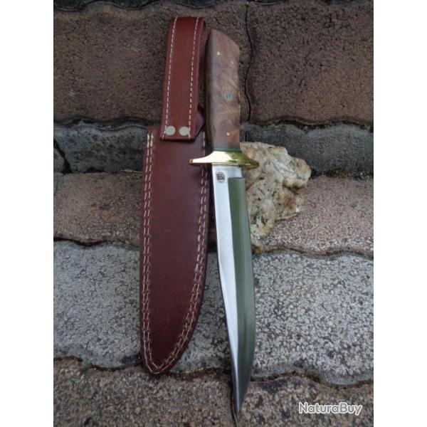 Couteau Poignard Frost Cutlery Buffalo Spirit Bowie Lame Acier 3Cr13 Manche Bois Etui Cuir FCW668