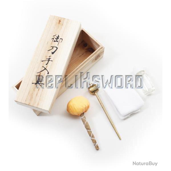 Kit Entretien Katana Epee Sabre Coffret en Bois Repliksword