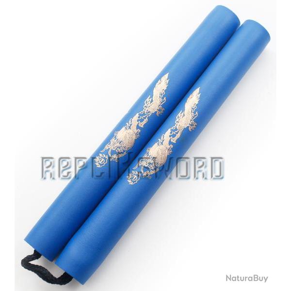 Nunchaku Dragon Mousse Bleu Entrainement Arts Martiaux Repliksword