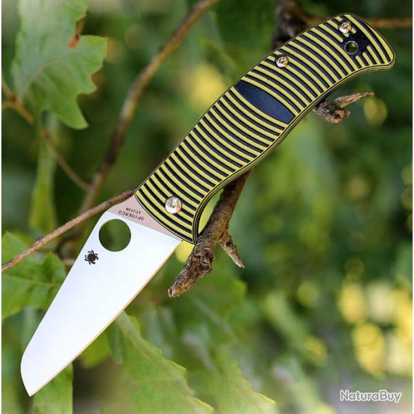 Couteau Spyderco Caribbean Sheepfoot Lame Acier LC200N Manche G-10 Yellow/Black SC217GPSF