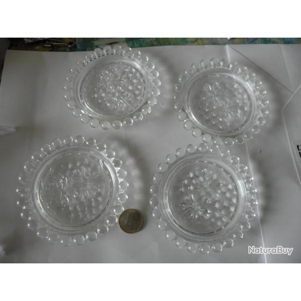 4 vintage sous-verres en verre diametre 10.5  cm