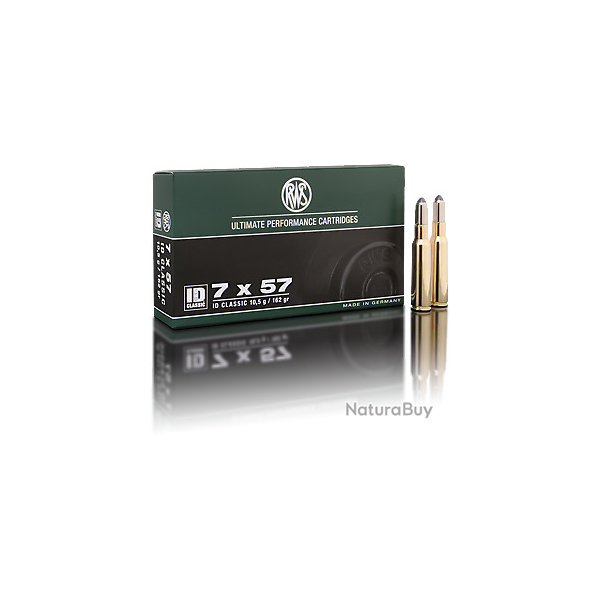 1 BOITE DE MUNITIONS CHASSE RWS CAL:7 X57 ID CLASSIC 10.5GR