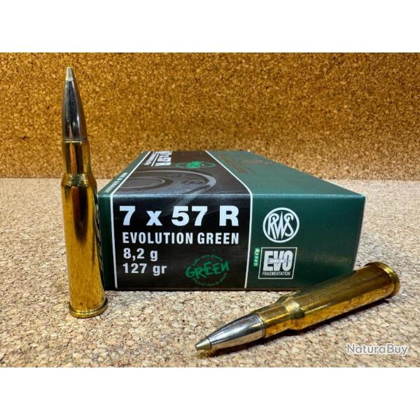 1 BOITE DE MUNITIONS RWS CAL:7 X57 R EVO GREEN 8.2GR