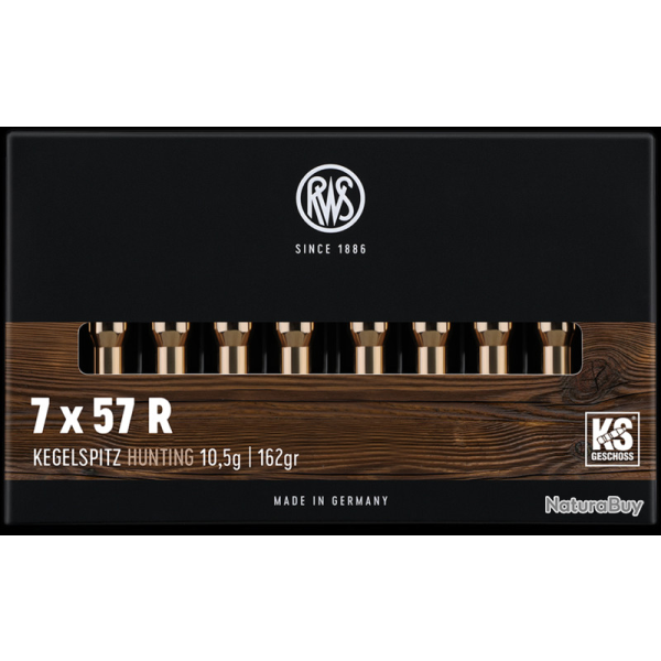 1 BOITE DE MUNITIONS CHASSE RWS CAL:7 X57R KS 10.5g
