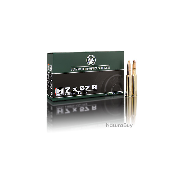 1 BOITE DE MUNITIONS CHASSE RWS CAL:7 X 57 R  hmk 11.2gr