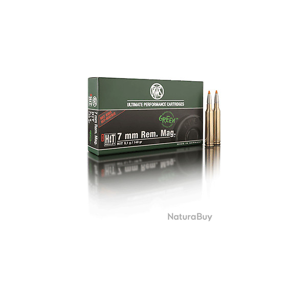 1 BOITE DE MUNITIONS CHASSE RWS CAL: 7mm REM MAG HIT  9.1GR