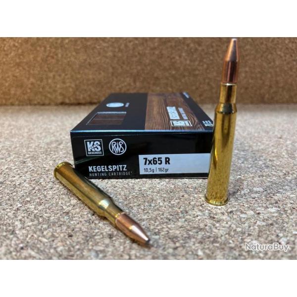 1 BOITE DE MUNITION GRANDE CHASSE RWS 7X65R KS 10.5 GR