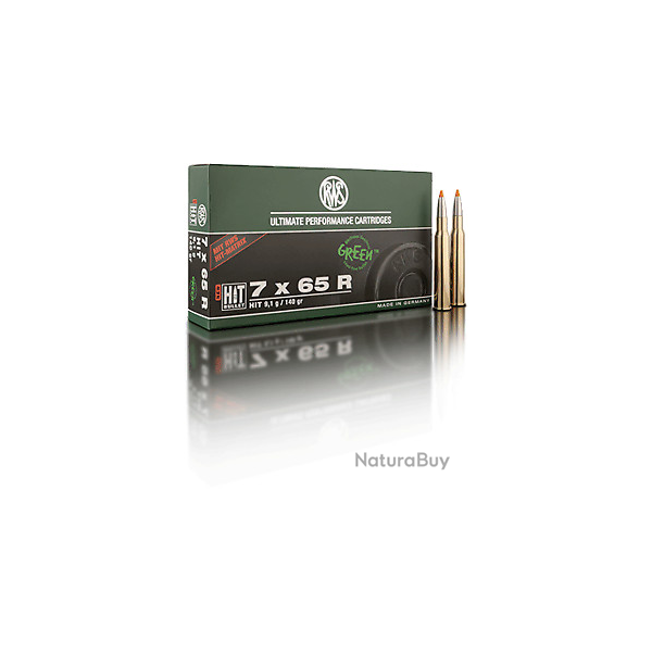 1 BOITE DE MUNITION GRANDE CHASSE RWS 7X65R  HIT  9.1 GR