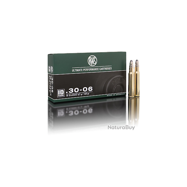 1 BOITE DE MUNITION GRANDE CHASSE RWS 30-06  ID CLASSIC 9.7 gr