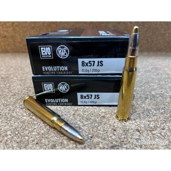 2 BOITES DE MUNITIONS RWS EN CALIBRE 8 X57 JS EVO 13.0 gr