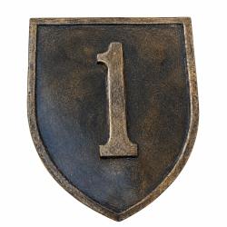 Blason Artisanal repr&eacute;sentant l'embl&egrave;me de la Big Red One  ( Finition bronze )