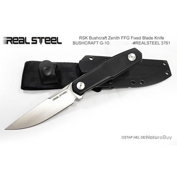 Couteau Real Steel Bushcraft Zenith FFG Lame Acier 14C28N Manche G-10 Etui Kydex RS3761
