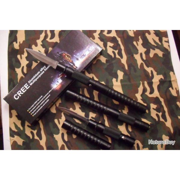 Lampe Torche De Survie Led Multifonction Avec Poignard De Chasse Brise Vitres Outdoor