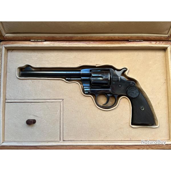 PROCHE DU NEUF COLT 1895 NEW ARMY & NAVY 38LC BLEU EN COFFRET