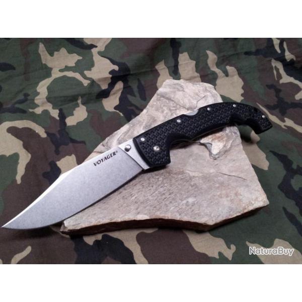 Couteau Cold Steel Voyager XL Lame Acier AUS-10 Manche Griv-Ex Tri-Ad Lock Clip CS29AXC
