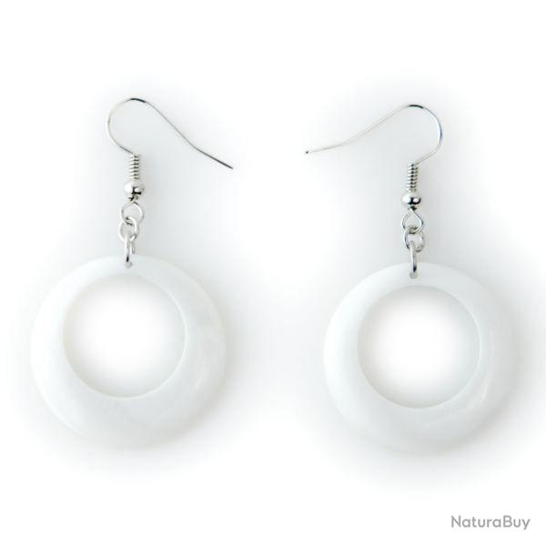 Boucles d'oreilles anneau en nacre blanche
