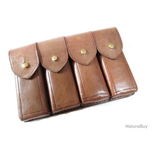 Etui cuir pour 4 lames chargeur C96 Mauser