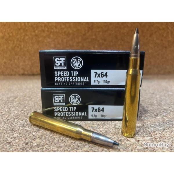 2 BOITE DE MUNITIONS CHASSE RWS CAL:  7X64  SPEED TIP PRO 9.7 gr