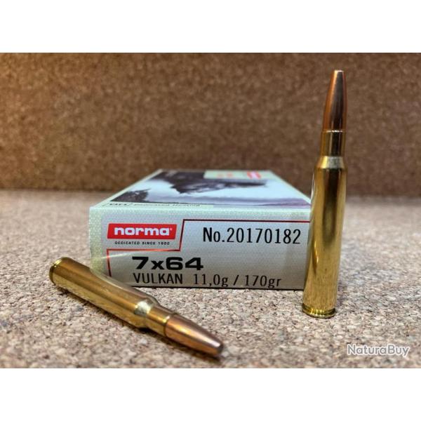 LOT DE 2 BOITES DE MUNITIONS NORMA  7X64 VULKAN 170gr